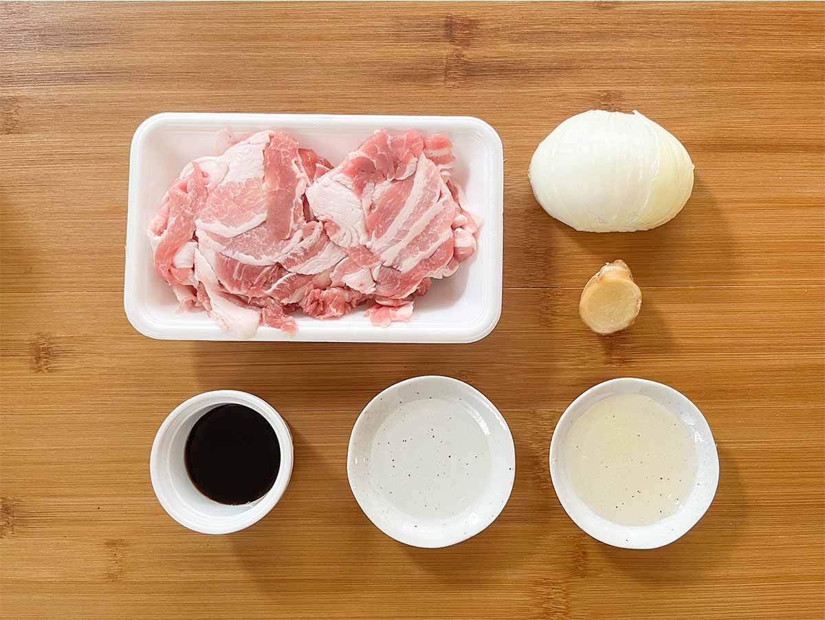 すりおろし新玉ねぎと豚こまの生姜焼き