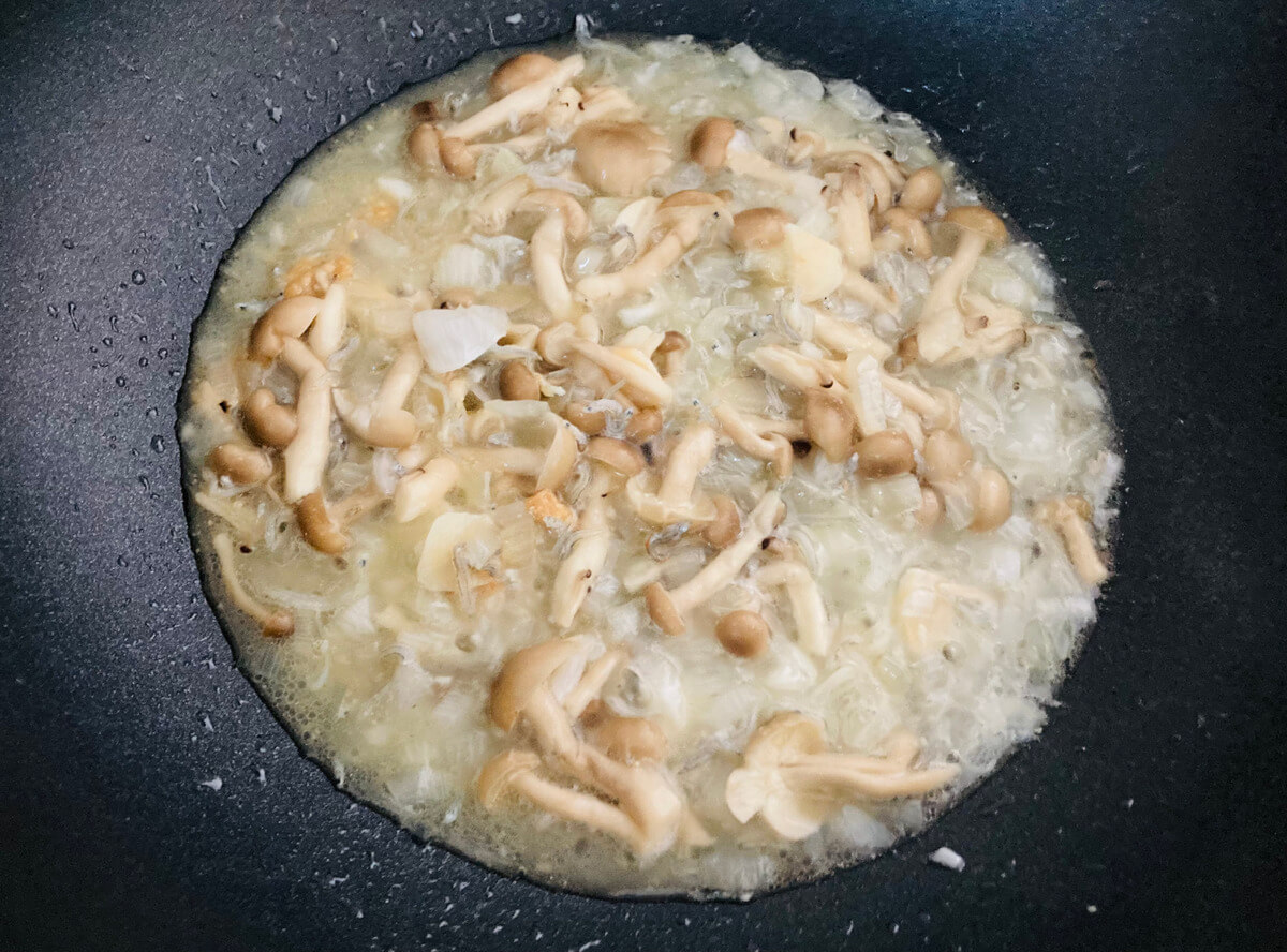 「きのことちりめんじゃこのこく旨ペペロンチーノ」