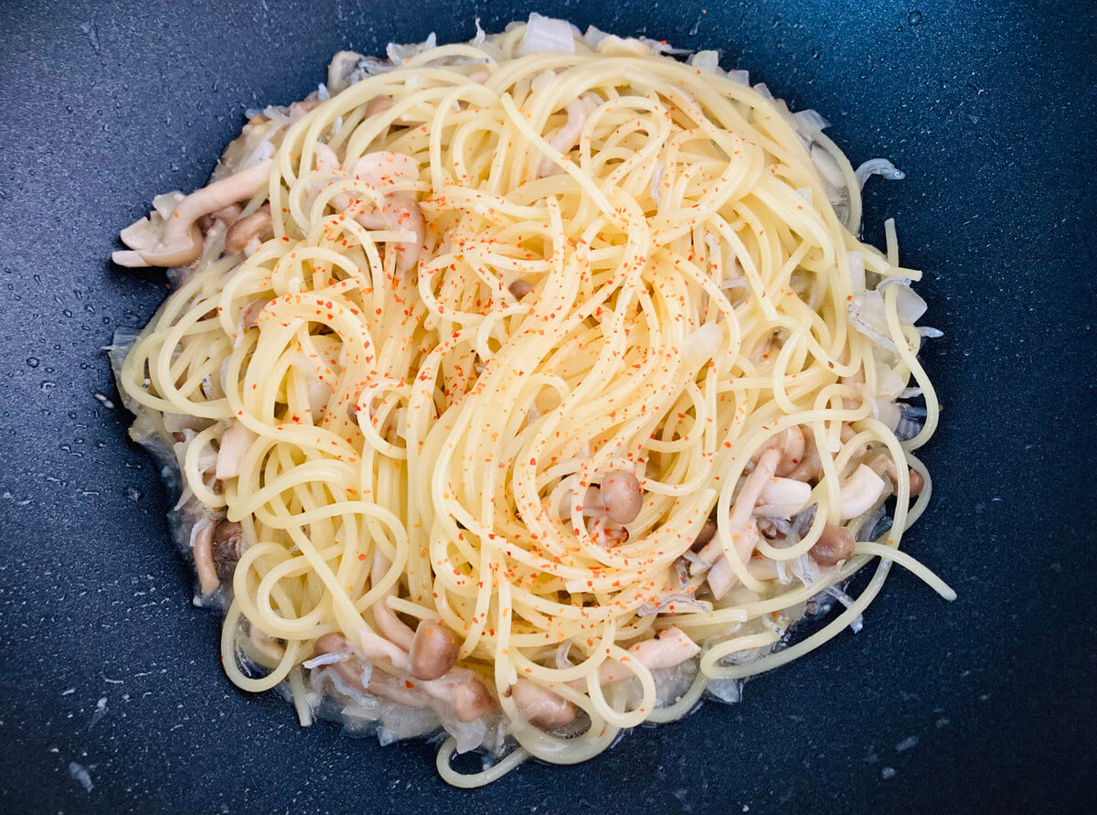 「きのことちりめんじゃこのこく旨ペペロンチーノ」