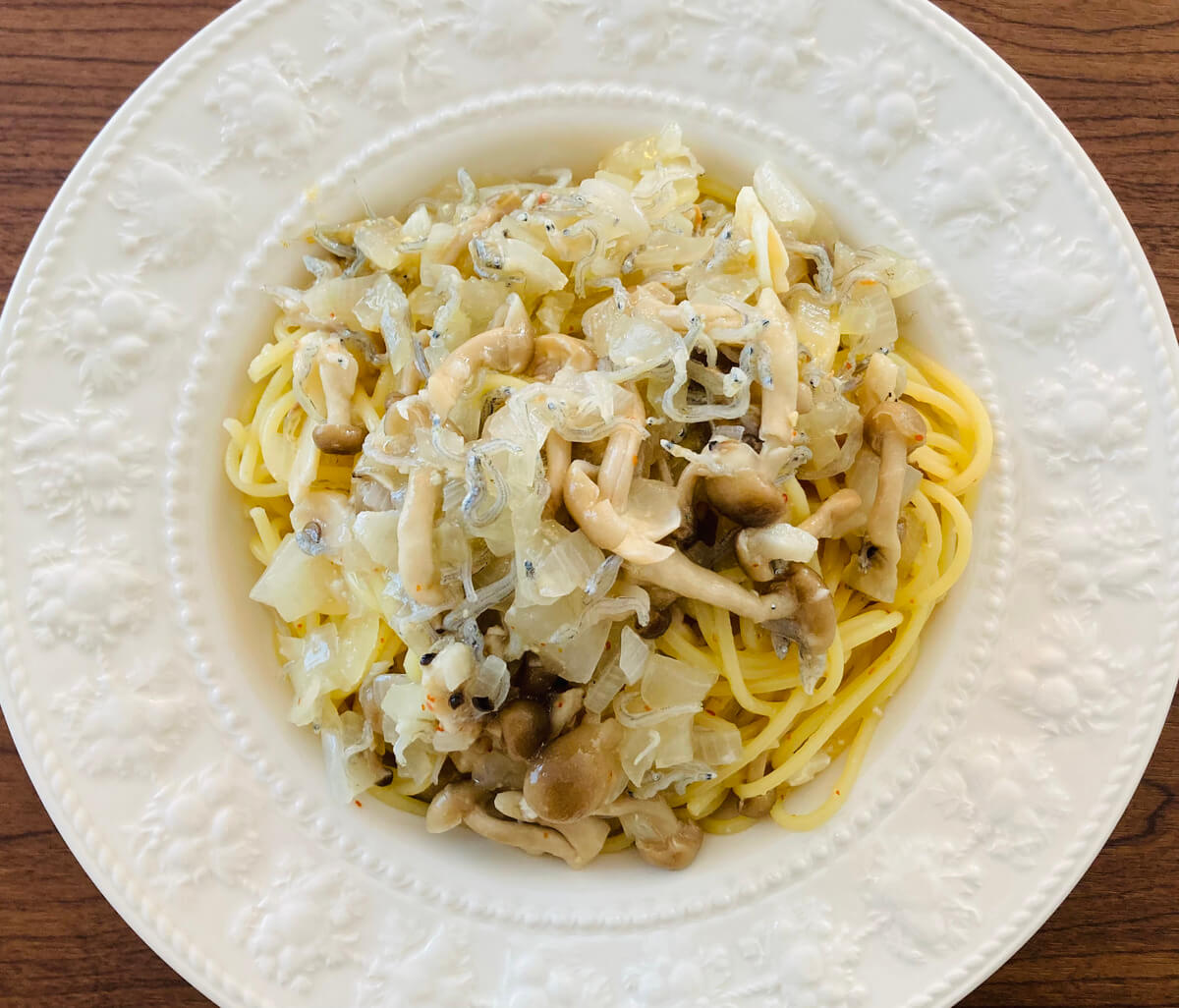 「きのことちりめんじゃこのこく旨ペペロンチーノ」