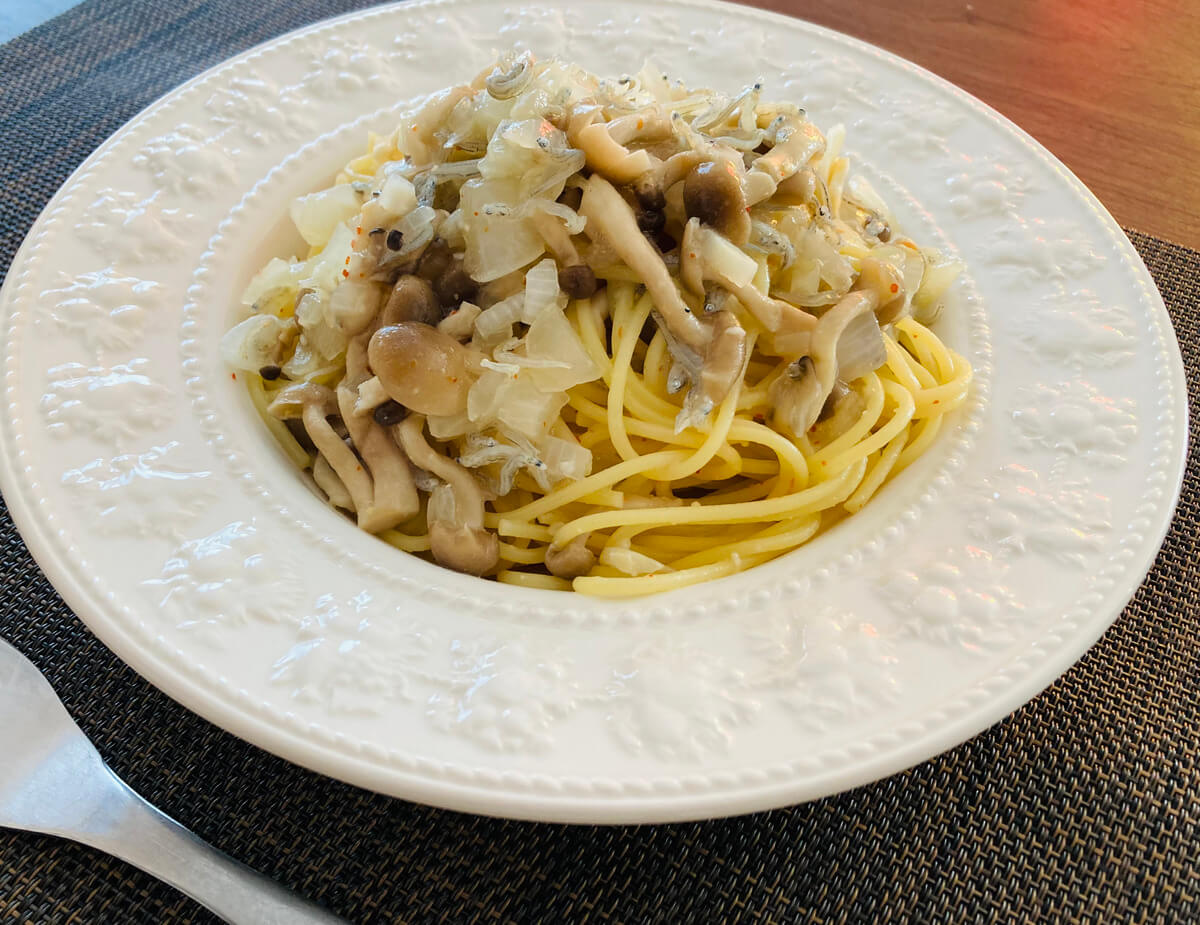 「きのことちりめんじゃこのこく旨ペペロンチーノ」