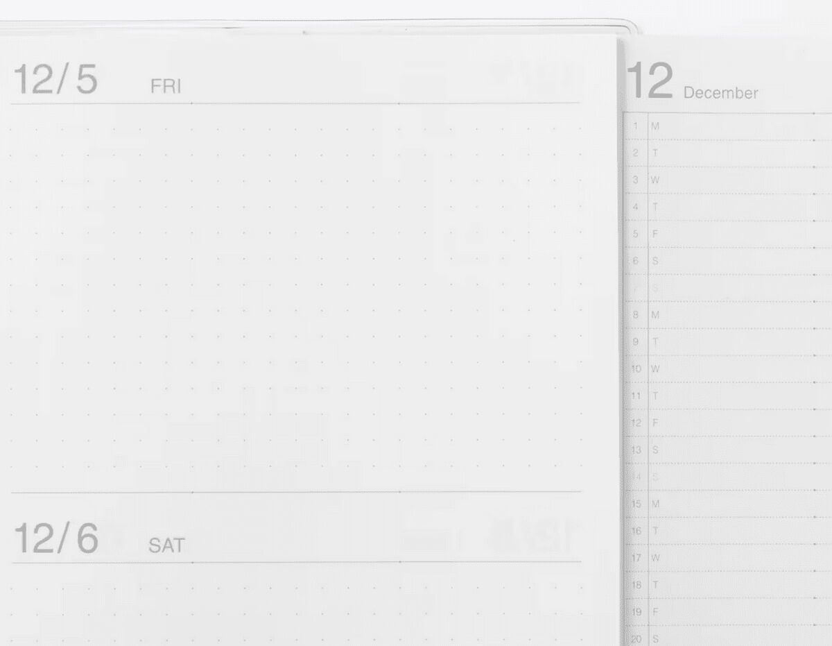 無印良品一覧できるスケジュール帳・マンスリー／デイリー・２０２５年１２月始まり
