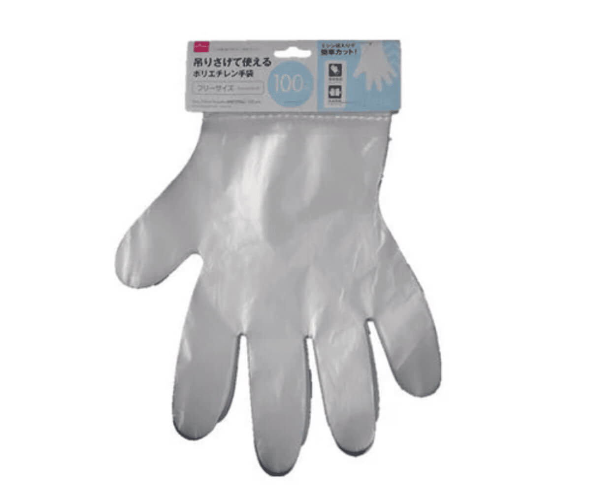 ダイソー引っかけたまま使用できるポリエチレン手袋（１００枚）