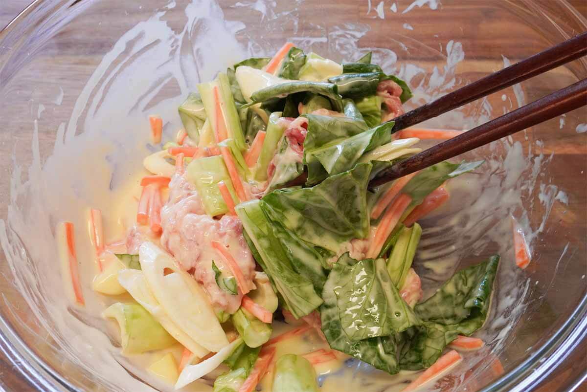 平野レミさん「残りやさいのさくさくチヂミ」