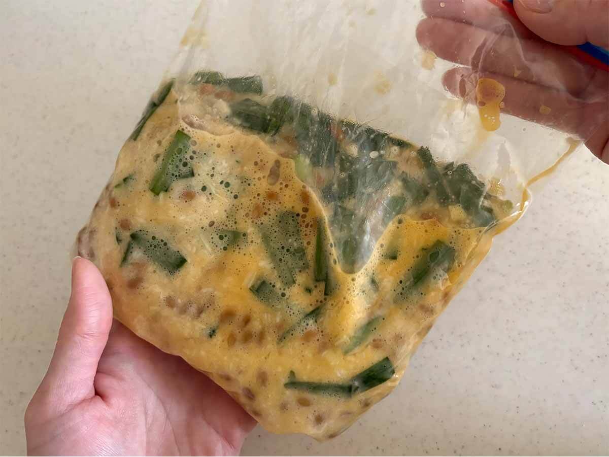 納豆と長芋のふわふわチヂミ