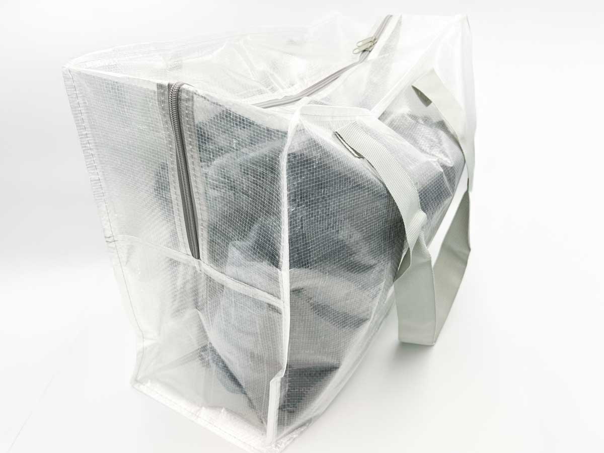 スリーコインズクリアボックスバッグ：L／クリア収納シリーズ