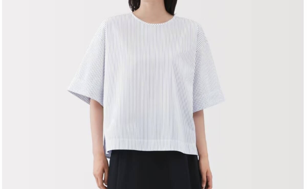 婦人　乾きやすい　ブロード五分袖ブラウス