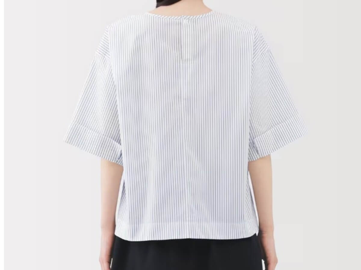 婦人　乾きやすい　ブロード五分袖ブラウス