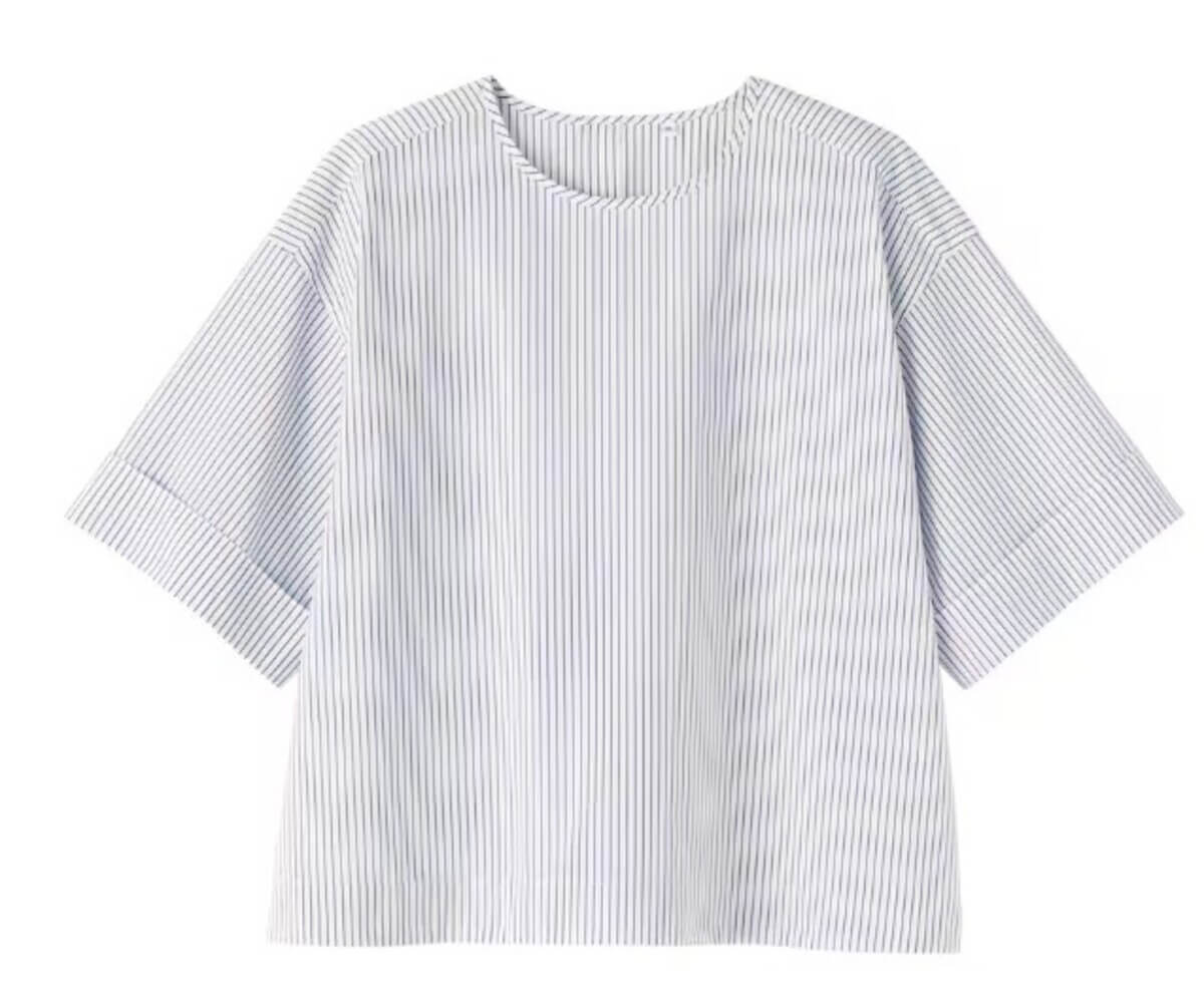 婦人　乾きやすい　ブロード五分袖ブラウス