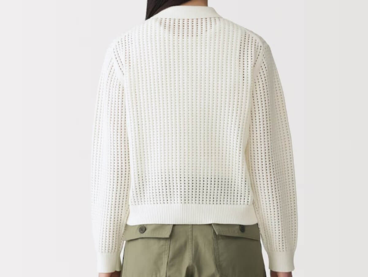 無印良品　婦人　洗えるメッシュポロカーディガン