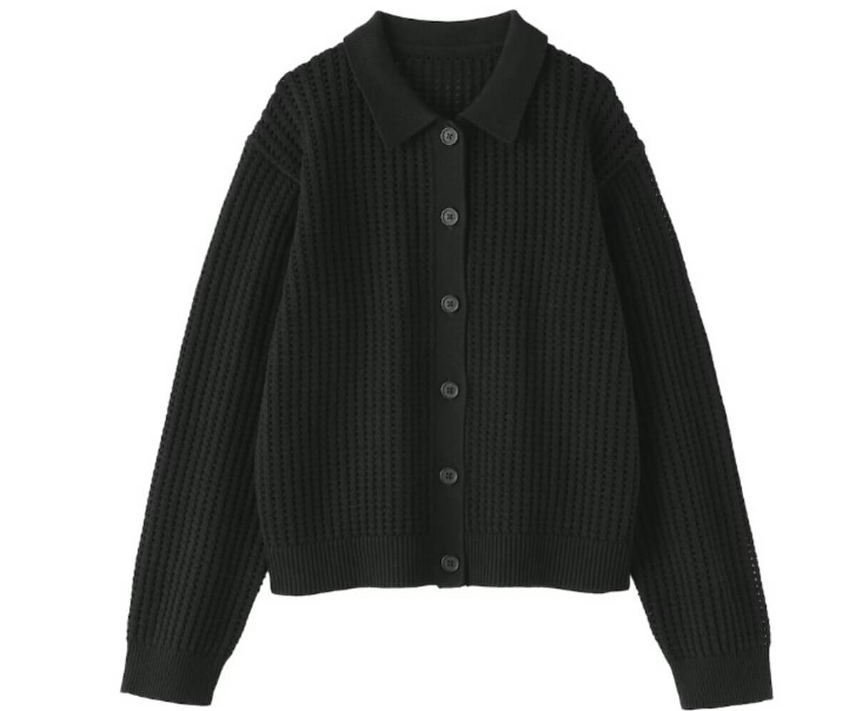 無印良品　婦人　洗えるメッシュポロカーディガン