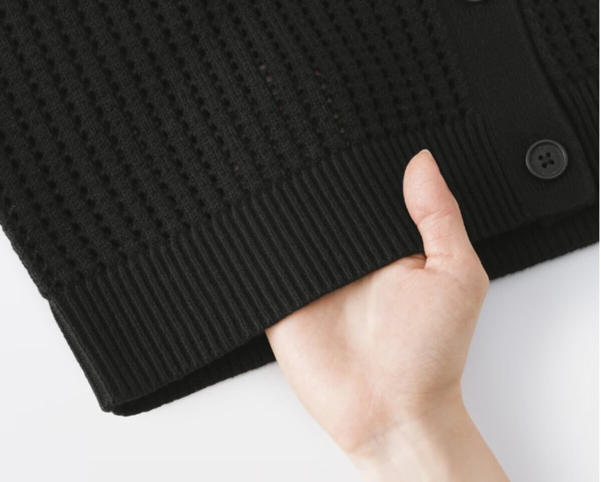 無印良品　婦人　洗えるメッシュポロカーディガン