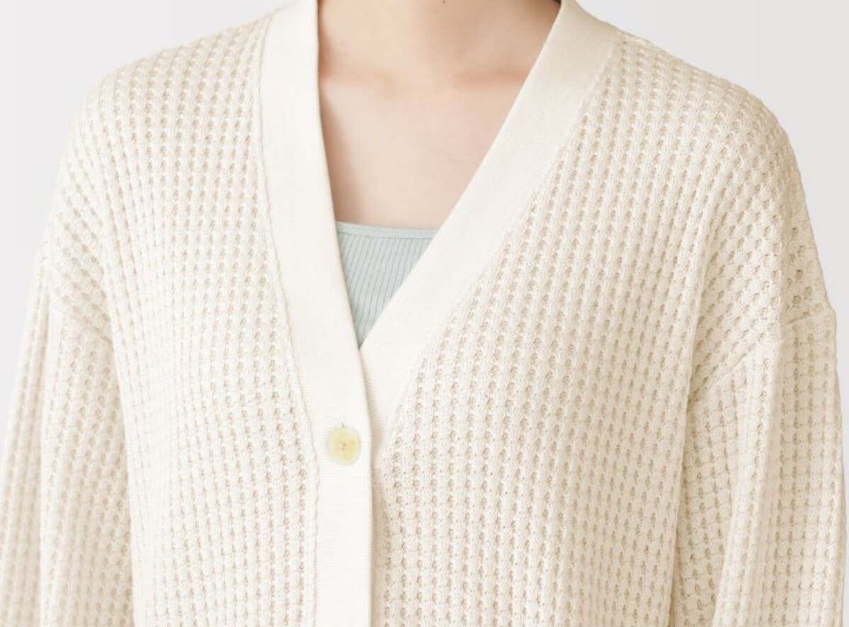 無印良品　婦人　ざっくり編んだ　長袖カーディガン