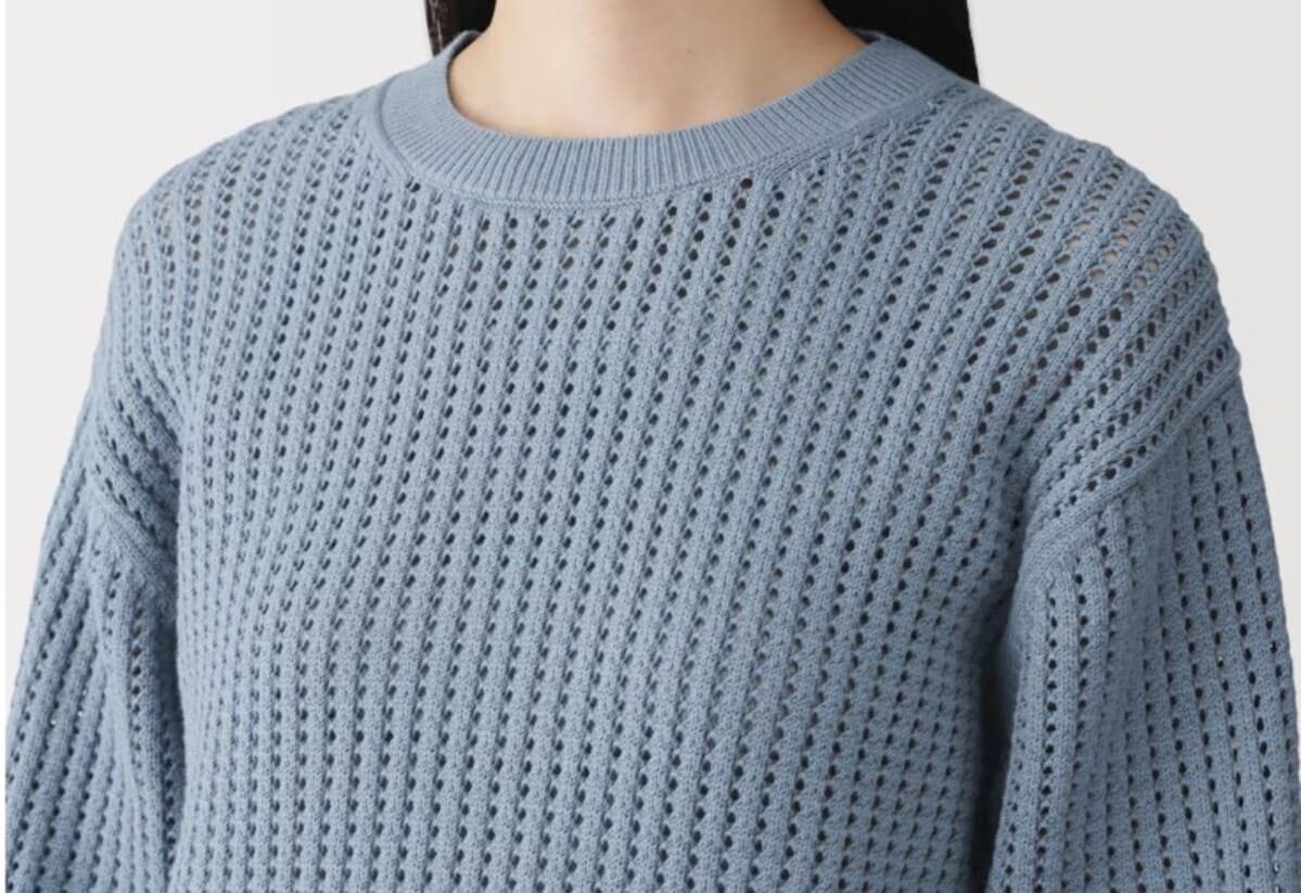 無印良品　婦人　洗えるメッシュクルーネックセーター