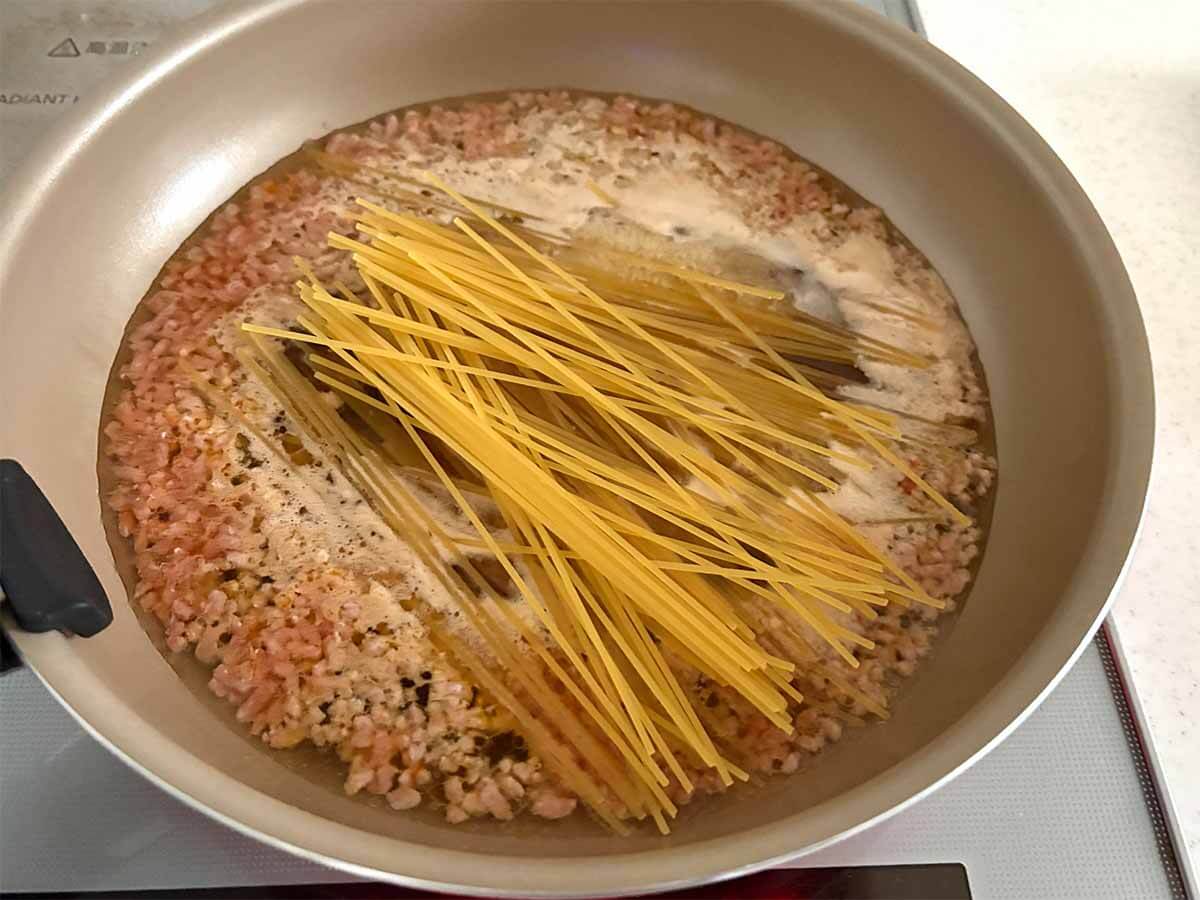 ワンパン!甘辛そぼろパスタ