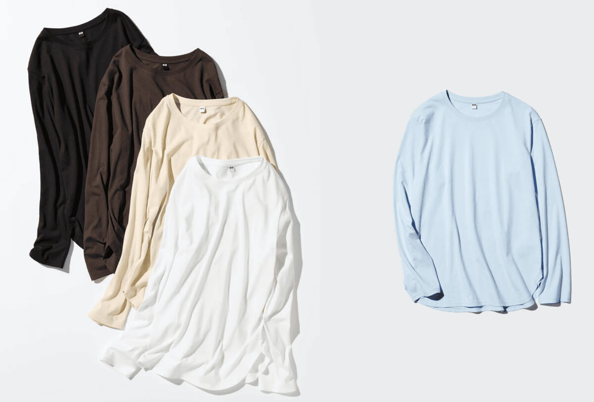 ユニクロソフトコットンラウンドヘムT/長袖