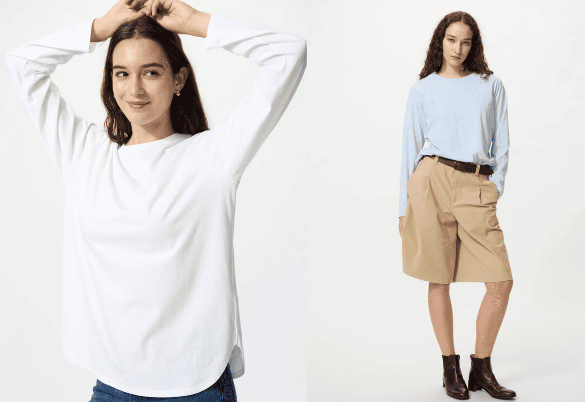 ユニクロソフトコットンラウンドヘムT/長袖