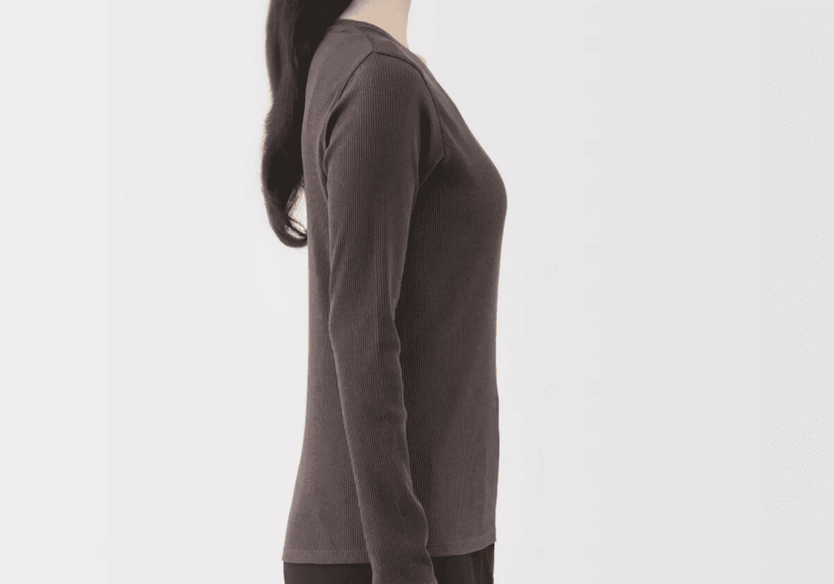 無印良品婦人 なめらかリブ編みクルーネック長袖Tシャツ