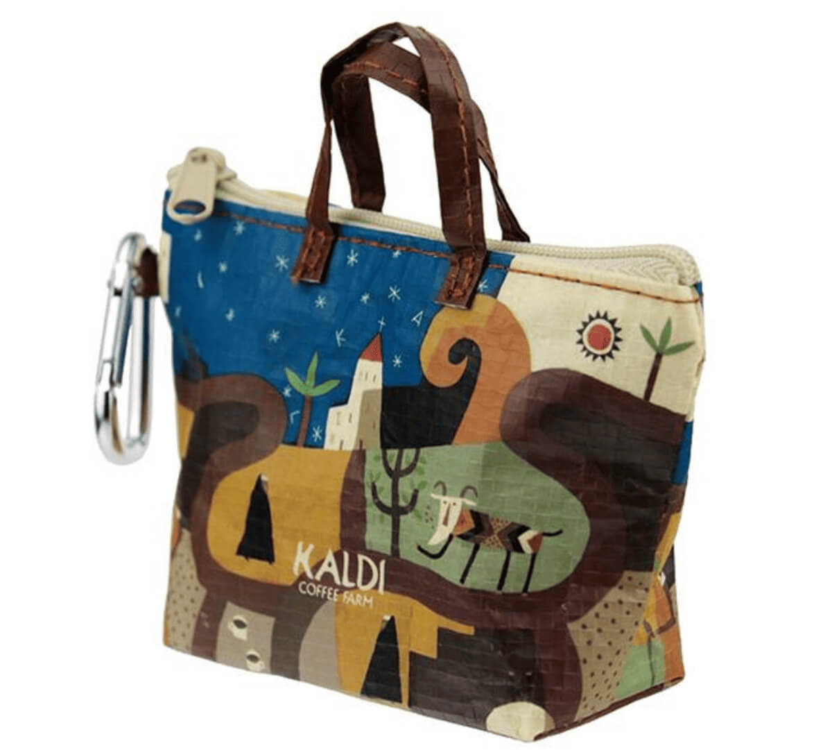 カルディ伝説柄カラビナ付きミニバッグ(コーヒーゼリー入り)