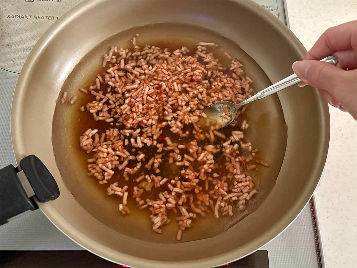 ワンパン!甘辛そぼろパスタ