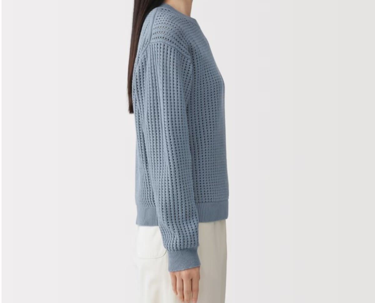 無印良品　婦人　洗えるメッシュクルーネックセーター