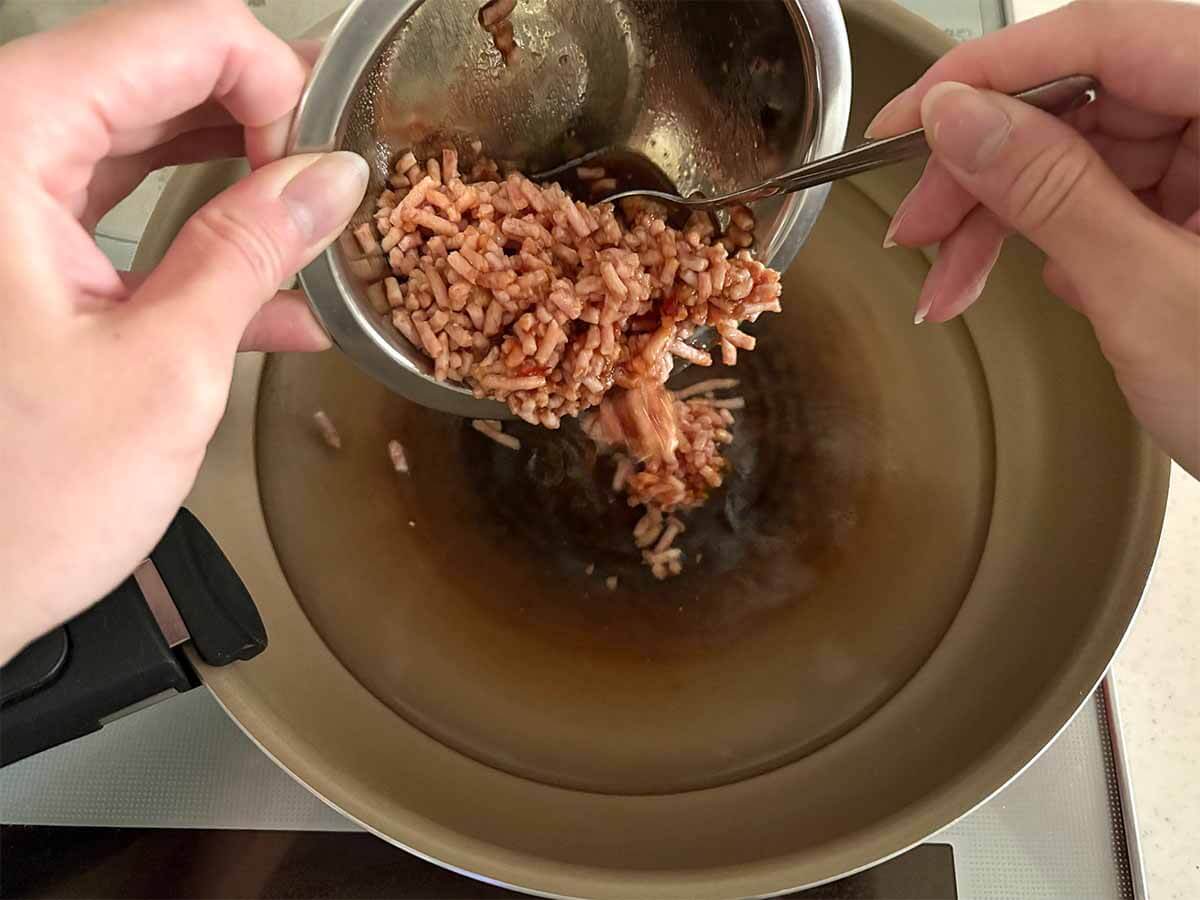 ワンパン!甘辛そぼろパスタ