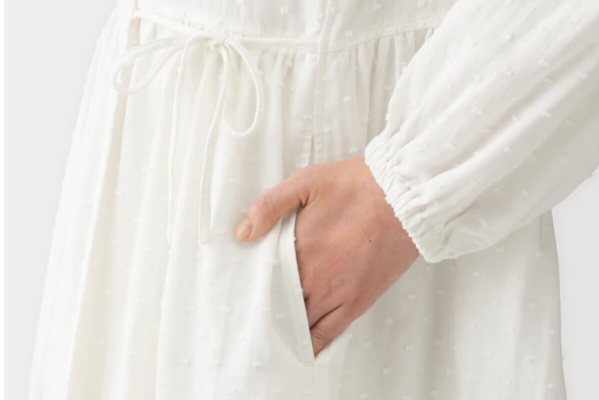 無印良品　婦人　二重ガーゼ　ドットドビー　ロングカーディガン