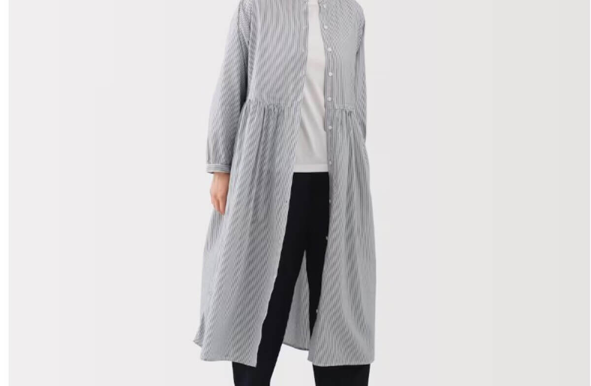 無印良品　婦人　綿ボイル長袖ワンピース