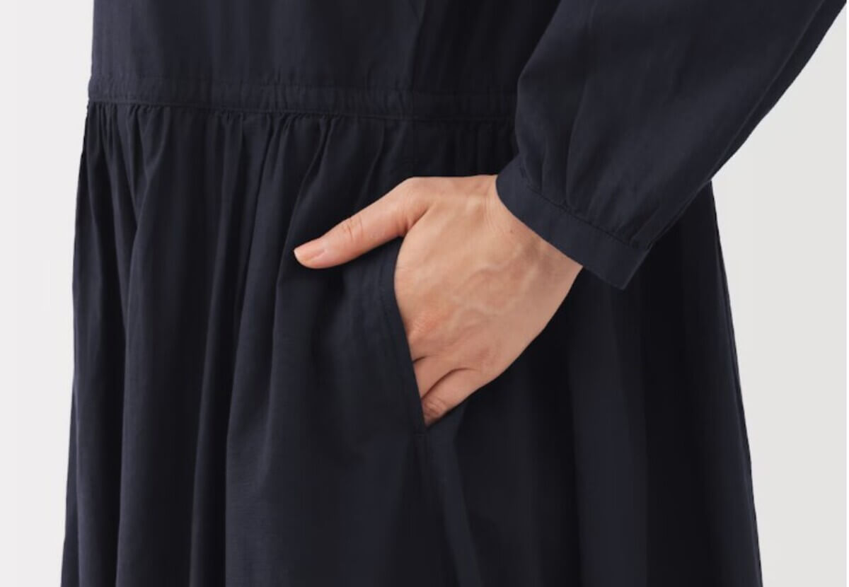 無印良品　婦人　綿ボイル長袖ワンピース