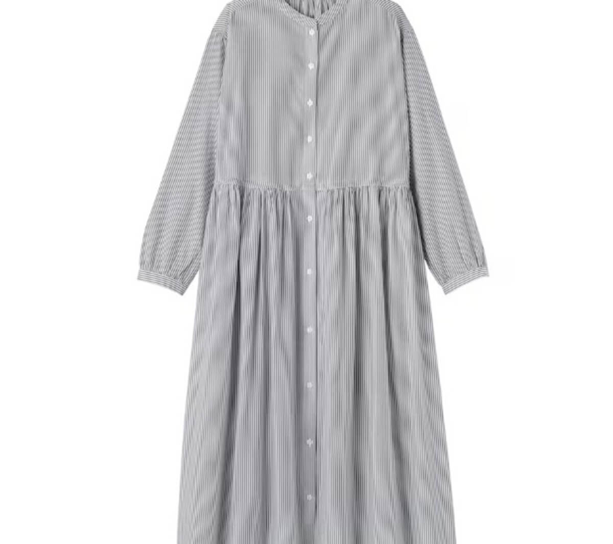 無印良品　婦人　綿ボイル長袖ワンピース