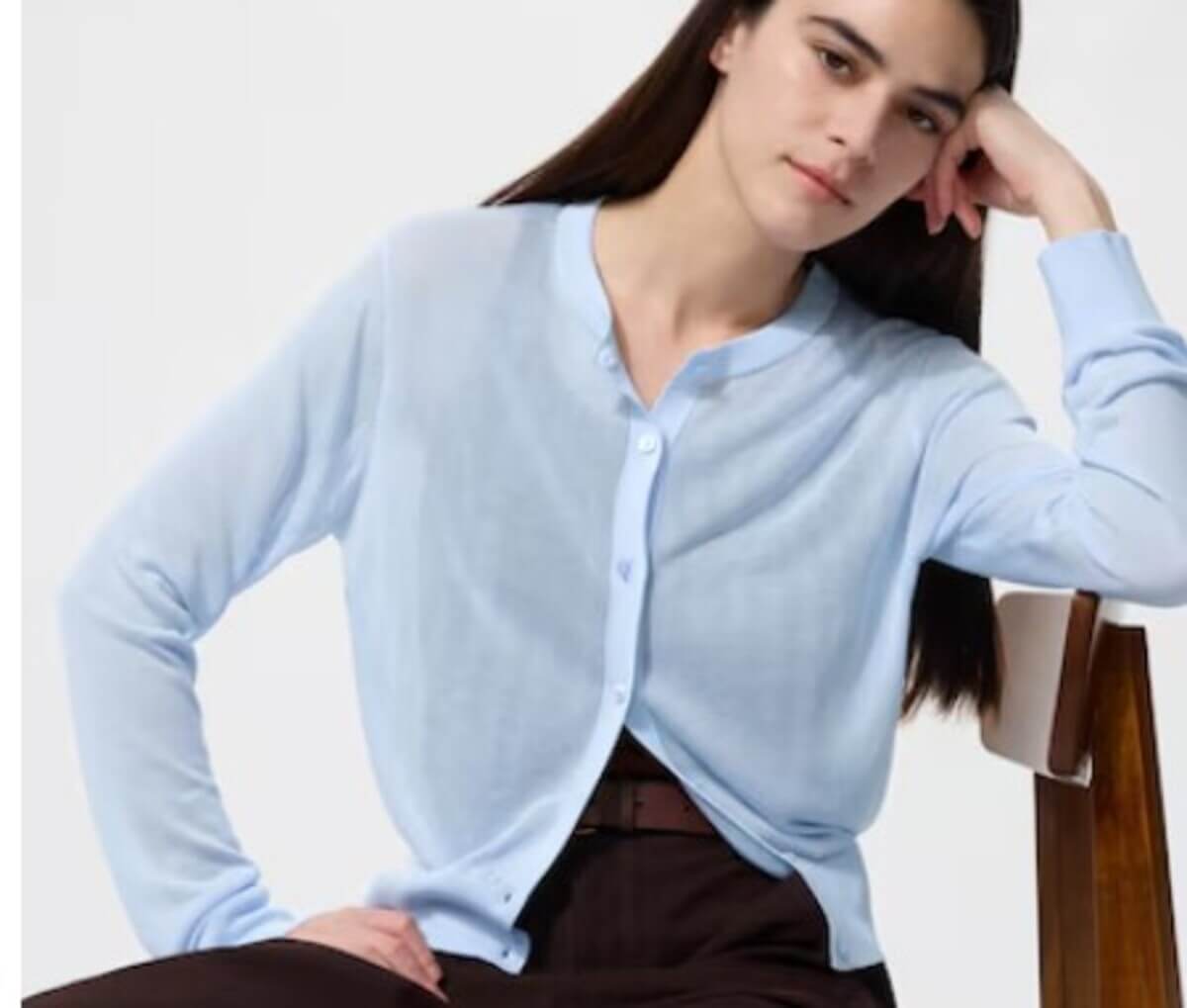 ユニクロ　シアークルーネックショートカーディガン/ウォッシャブル