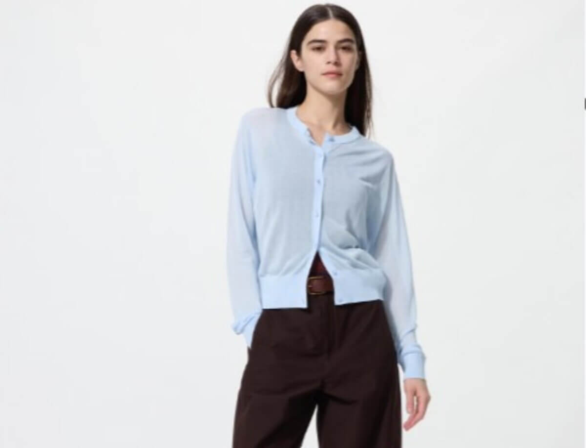 ユニクロ　シアークルーネックショートカーディガン/ウォッシャブル