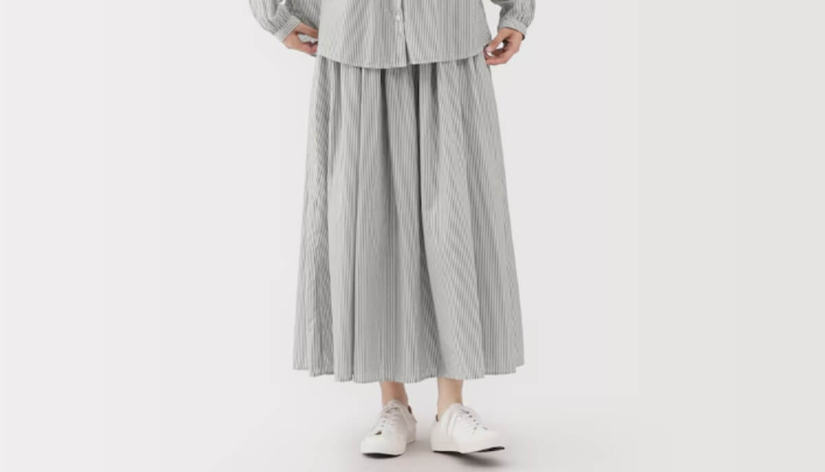 無印良品　婦人　綿ボイル　ギャザースカート