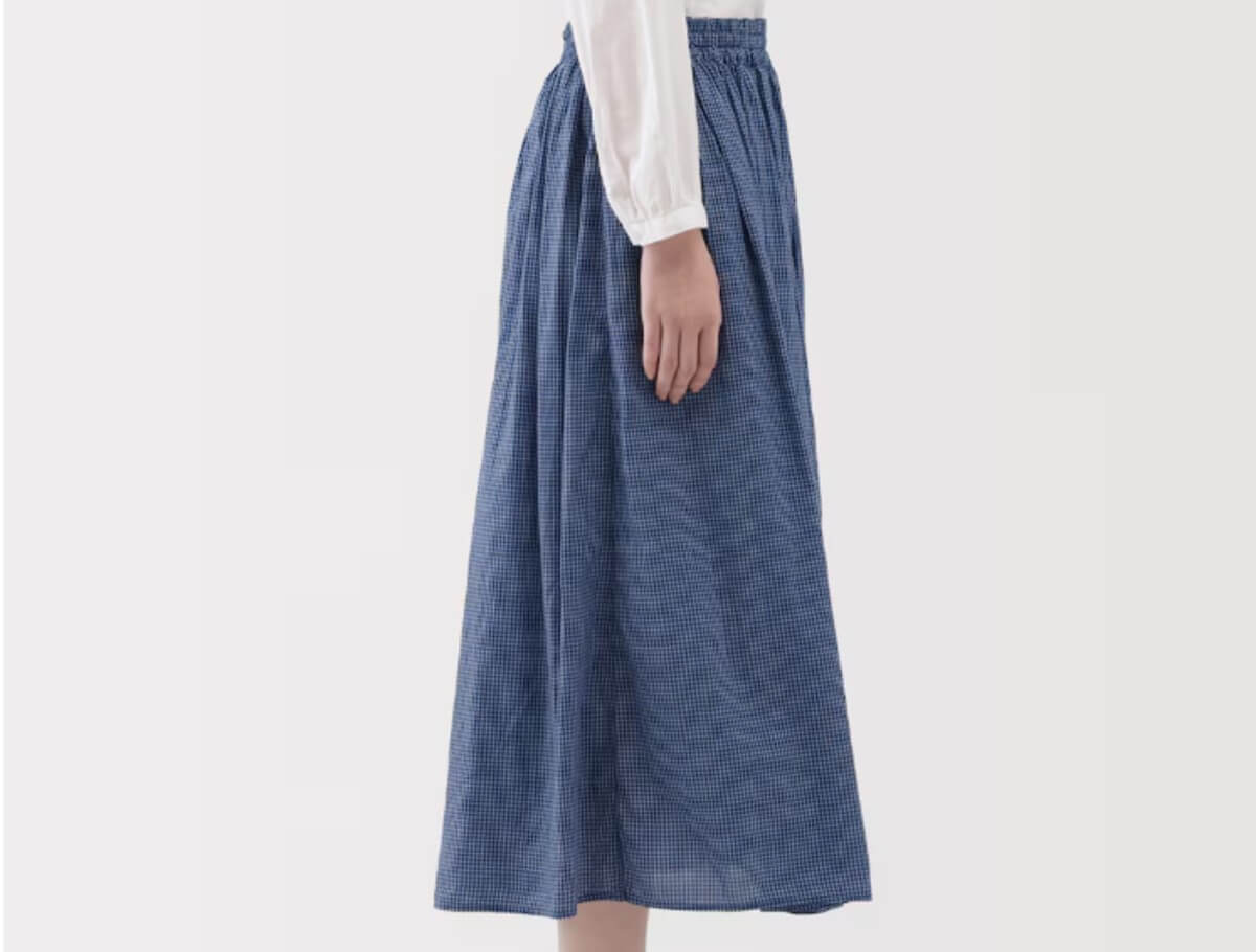 無印良品　婦人　綿ボイル　ギャザースカート