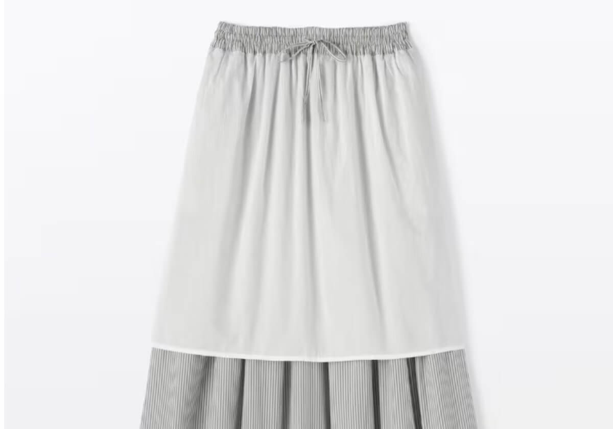 無印良品　婦人　綿ボイル　ギャザースカート