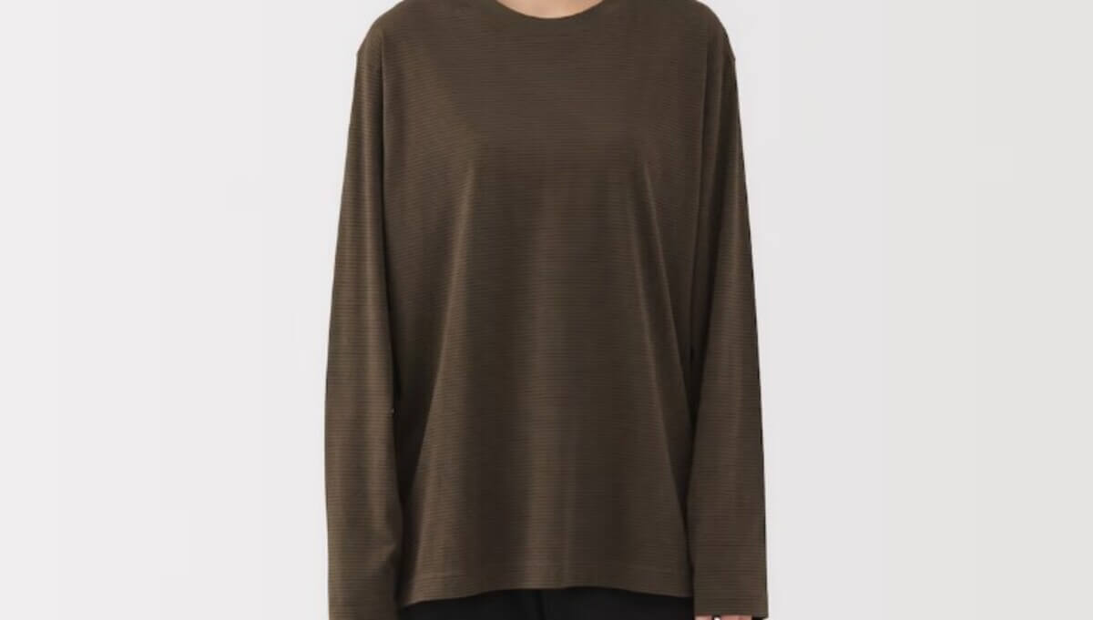 無印良品　紳士　天竺編みクルーネック長袖Ｔシャツ（ボーダー）