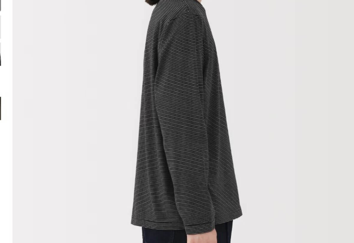 無印良品　紳士　天竺編みクルーネック長袖Ｔシャツ（ボーダー）