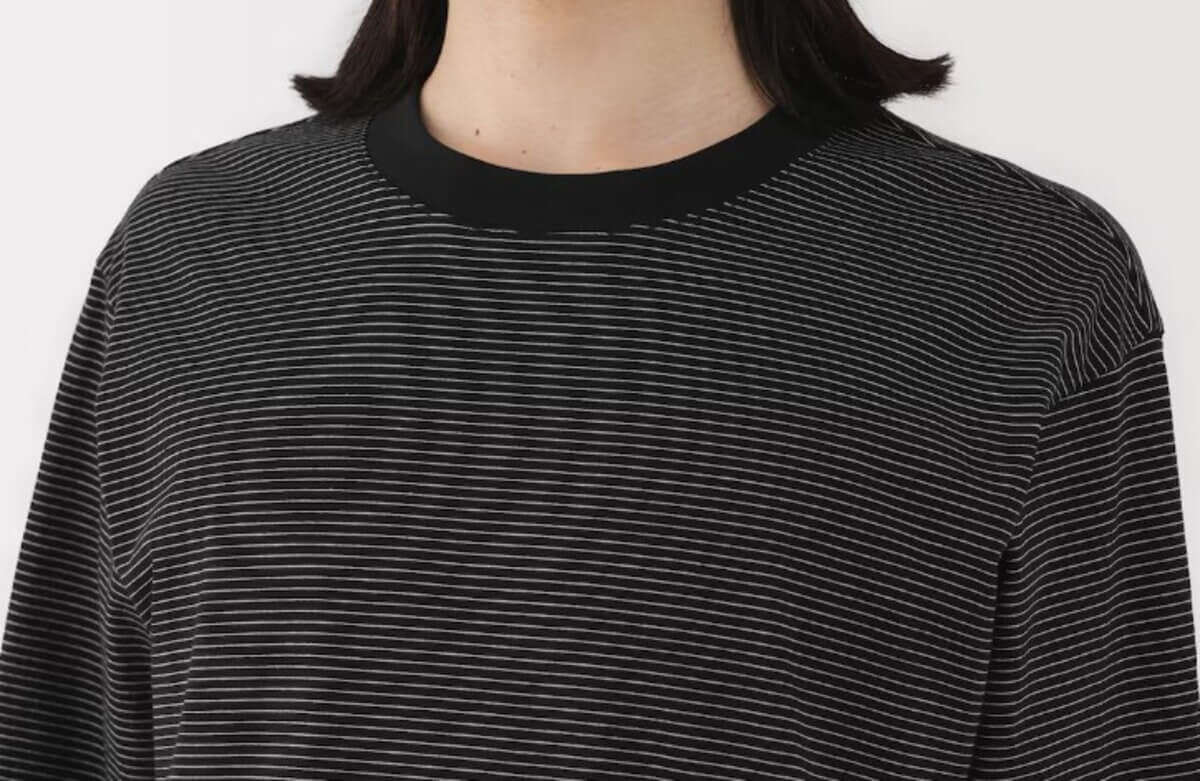 無印良品　紳士　天竺編みクルーネック長袖Ｔシャツ（ボーダー）