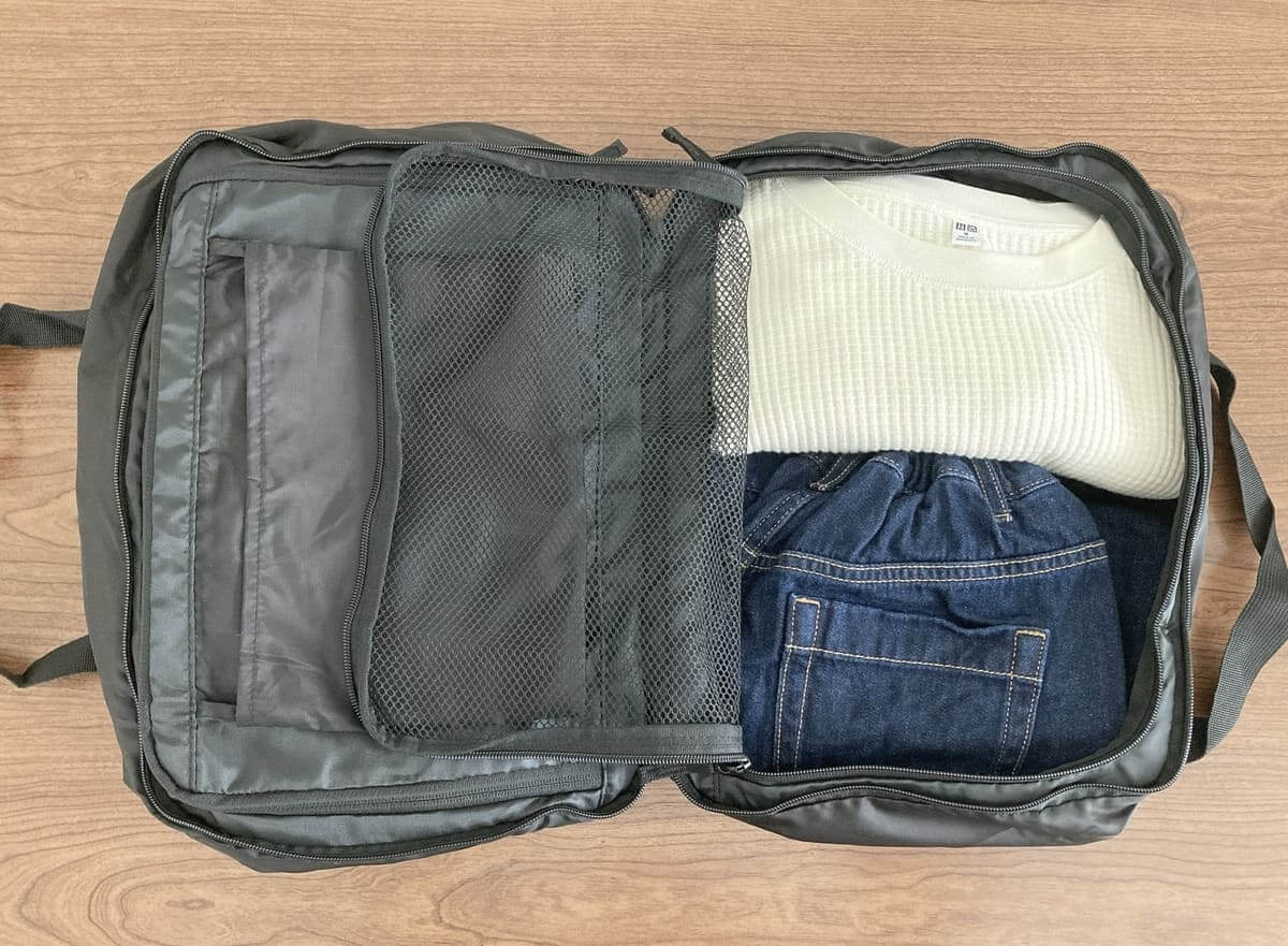 無印良品「たためる　撥水　旅に便利なボストンバッグ」