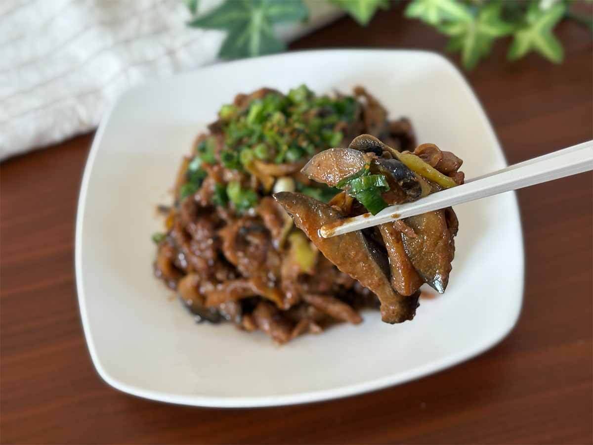 笠原将弘さん「牛肉となすのみそ炒め」