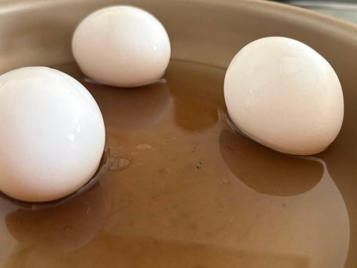 水1.5cmで作るゆで卵