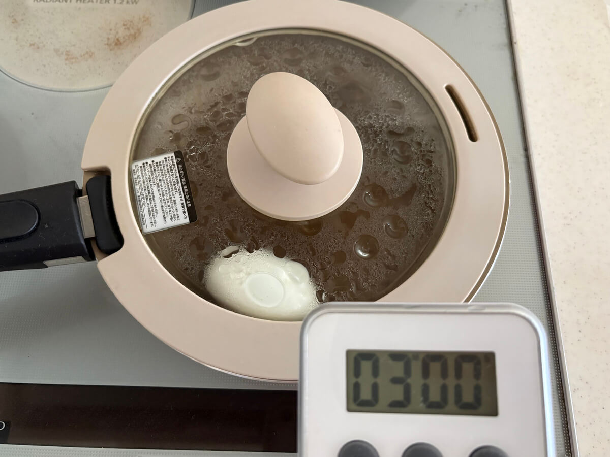 水1.5cmで作るゆで卵