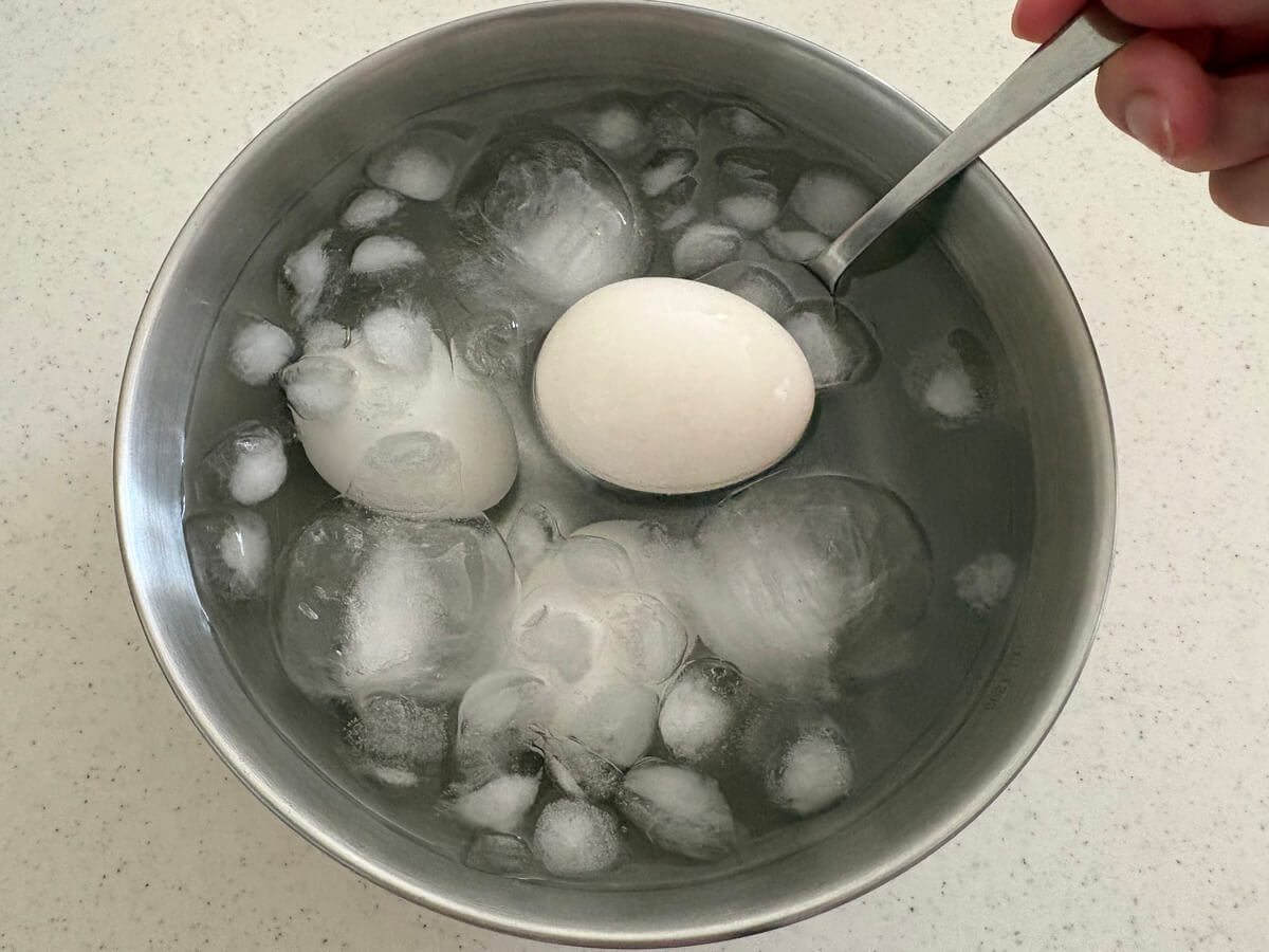 水1.5cmで作るゆで卵