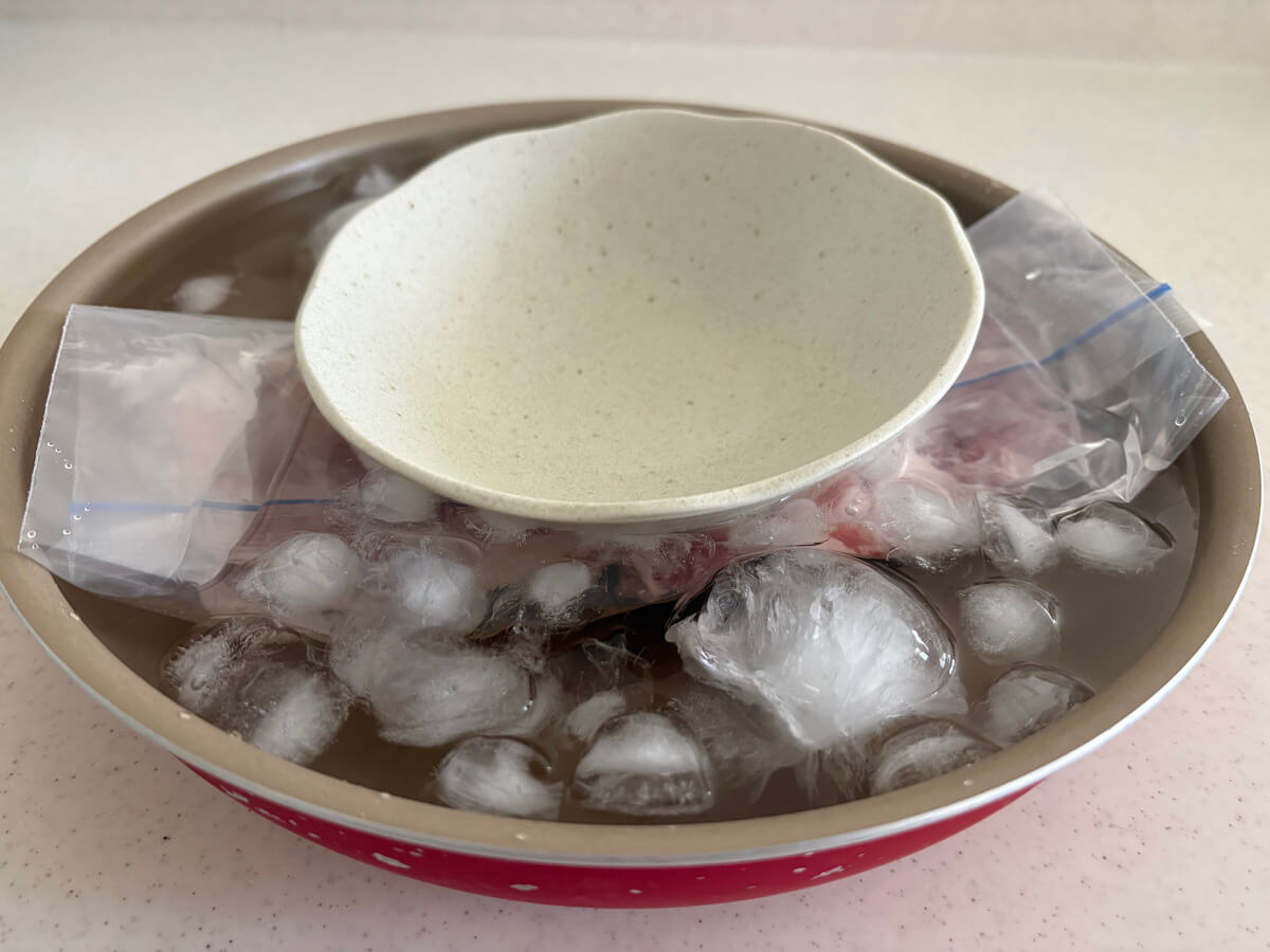 肉の氷水解凍