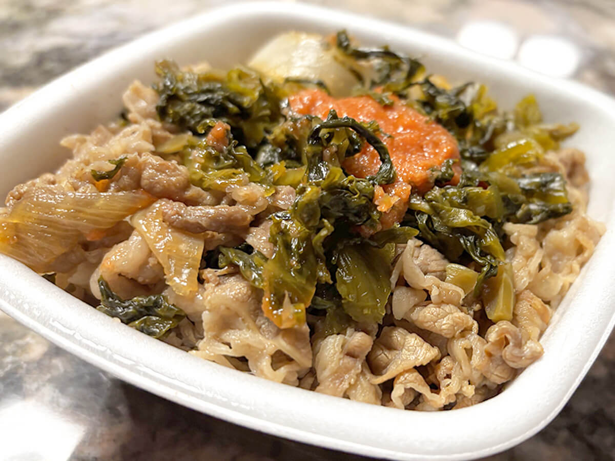 吉野家「明太高菜マヨ牛丼」