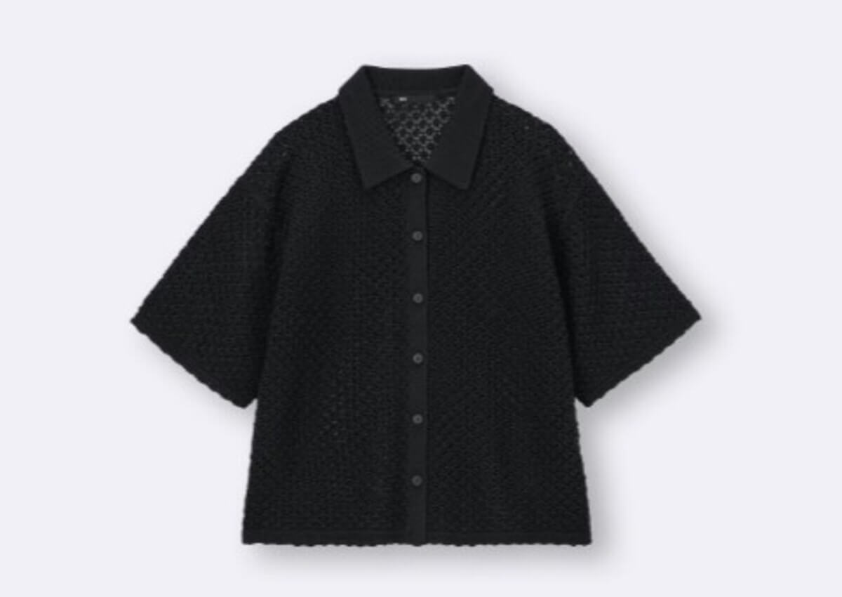 GU　透かし編みニットシャツ
