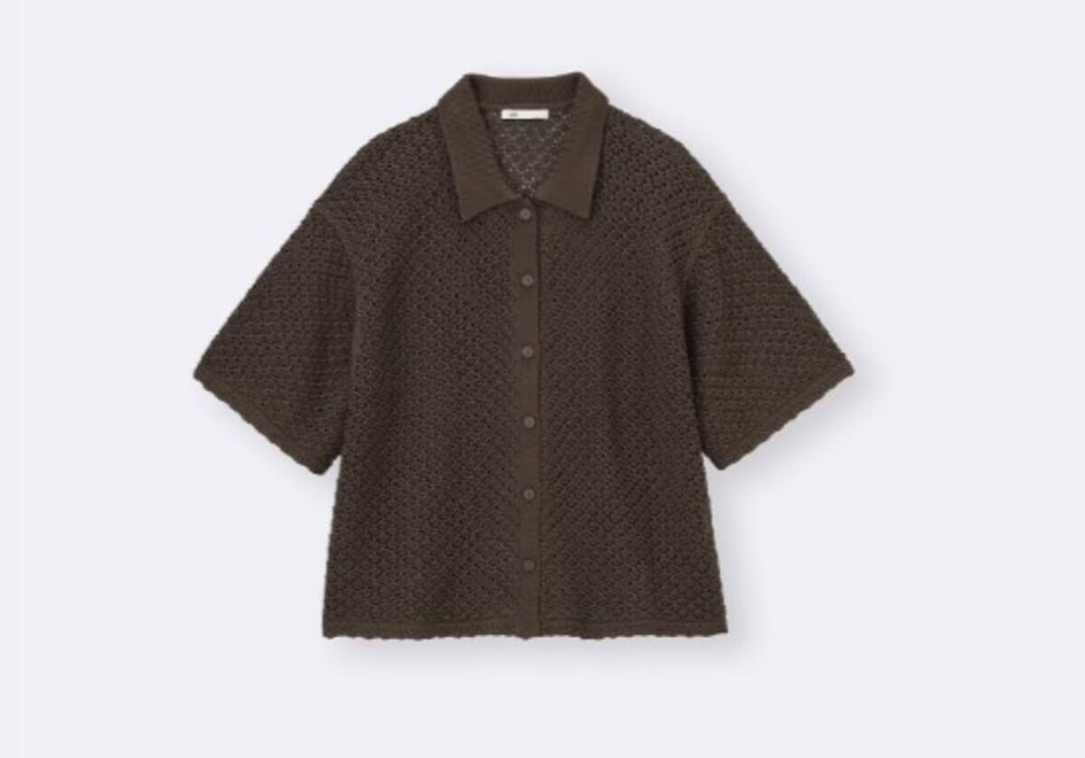 GU　透かし編みニットシャツ