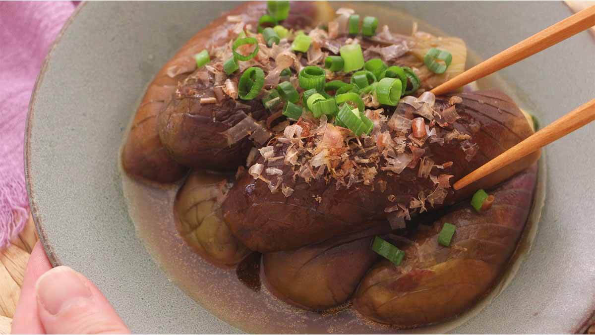 揚げない「なすの煮びたし」