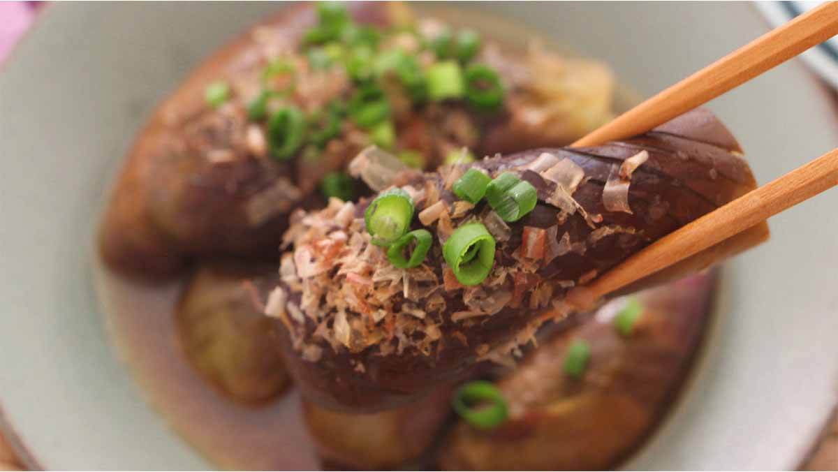 揚げない「なすの煮びたし」