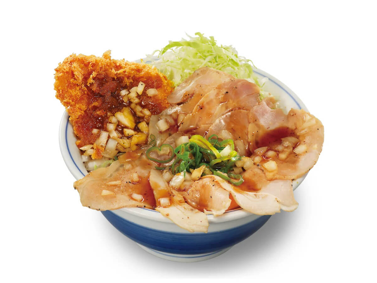 かつや「ローストポークとロースカツの合い盛り丼」